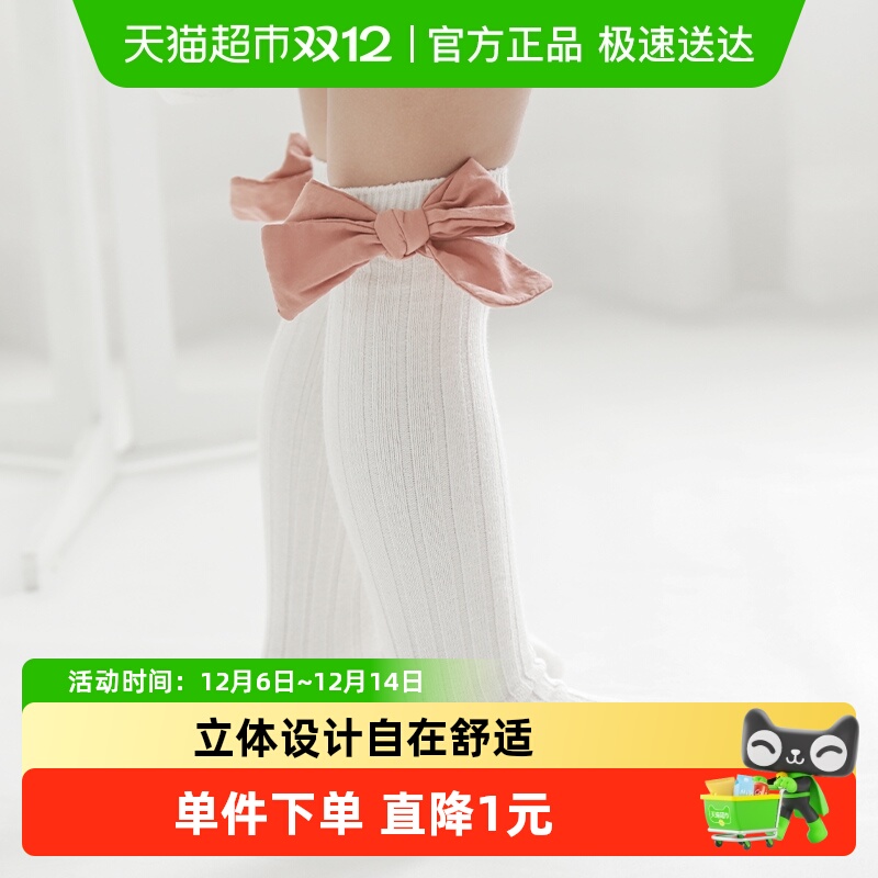 儿童袜子长筒过膝袜秋冬韩国公主宝宝中筒袜ins婴儿潮袜白色春秋