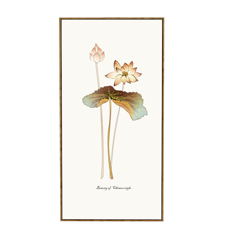 新中式风三联卧室有框国画水墨画