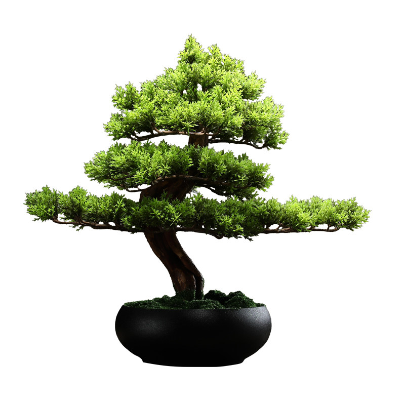 装饰品迎客松干花花瓶摆件创意家居客厅假花仿真花插花电视柜摆设