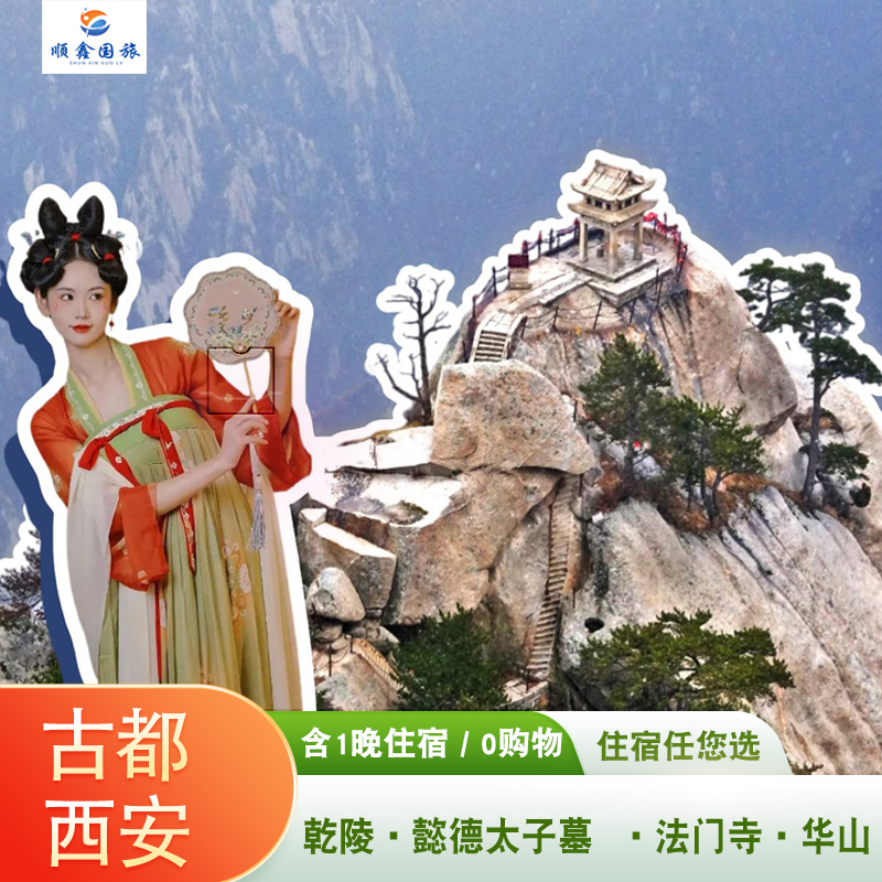 西安旅游2天1晚跟团游乾陵懿德太子墓法门寺华山二日游市内酒店接 度假线路/签证送关/旅游服务 境内跟团游 原图主图