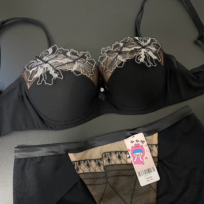 YI70C 75B 75D 80B  80C 85B黑半杯刺绣聚拢舒适有型