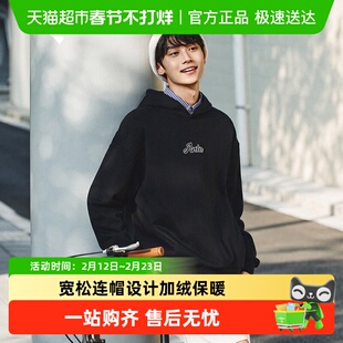 安踏连帽卫衣男女同款2025秋冬季新款加绒保暖套头衫长袖针织上衣