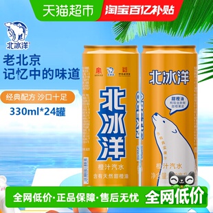 北冰洋橙汁汽水易拉罐330ml 24听果汁碳酸饮料饮品中华北京老字号