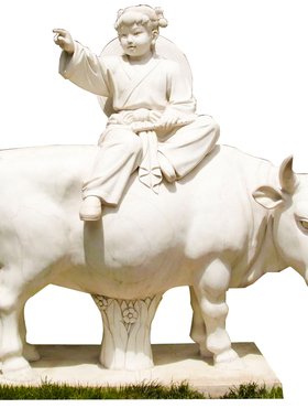 牧童骑牛园林城市广场石材雕塑
