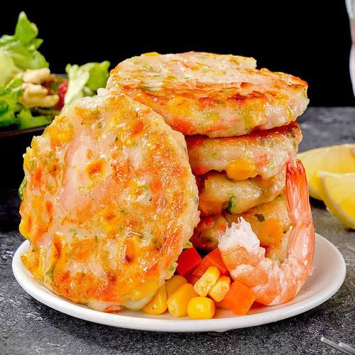 鲜虾饼儿童早餐午餐半成品空气炸锅美食低脂虾排加虾仁食材