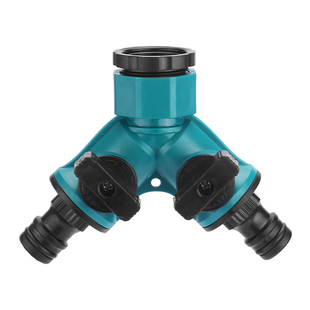 带开关水龙头分流器带阀三通接头Y型双奶嘴一分二奶嘴接头4分/6分