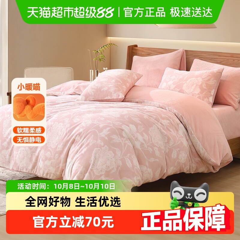 水星家纺A类暖绒抗静电套件