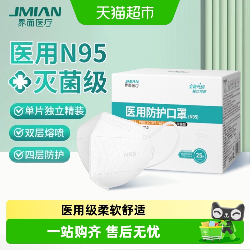 界面成人灭菌级医用防护口罩图片