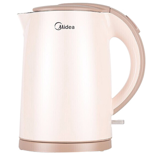 美的H415E2j家用烧水不锈钢双层防烫电热水壶烧水壶1.5L大容量