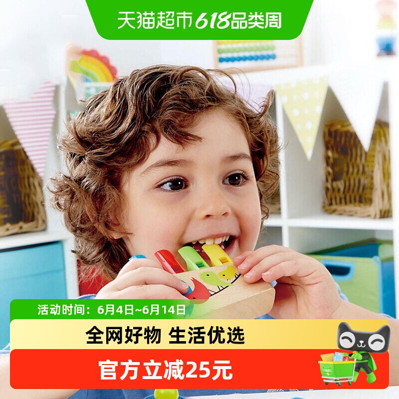 Hape彩虹排笛儿童笛子口哨玩具宝宝益智音乐吹奏幼儿园入门乐器