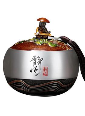 锡罐茶叶罐纯锡制珐琅彩