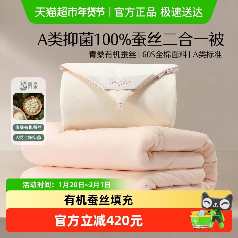 水星家纺春秋被抑菌冬被蚕丝子母被子秋冬被芯蚕丝填充青桑有机,床上用品,蚕丝被,淘宝优惠券,粉丝福利购,淘宝优惠卷