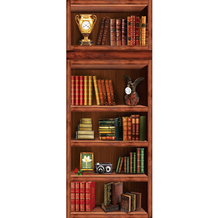 卧室木门翻新贴纸自粘加厚防水衣柜门玻璃移门装饰贴画仿书架墙贴