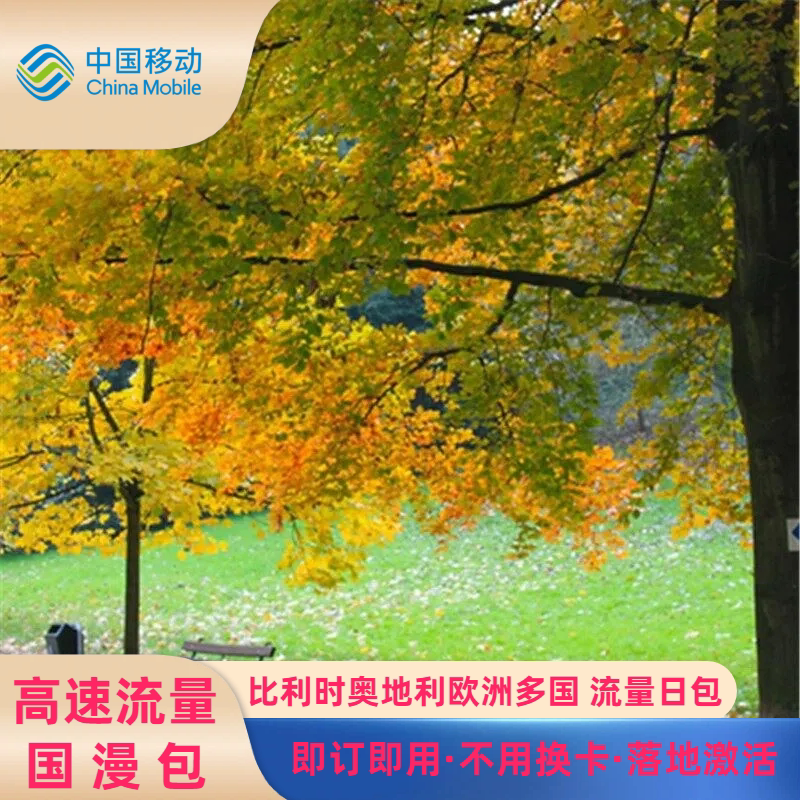 中国移动比利时奥地利欧洲多国流量包充值国际漫游包 4G网免换卡