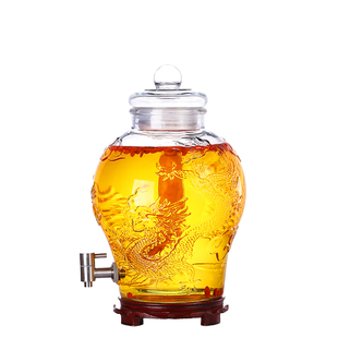 双龙加厚玻璃泡酒瓶带龙头10斤20酒缸人参酒坛密封酵素瓶酒桶容器