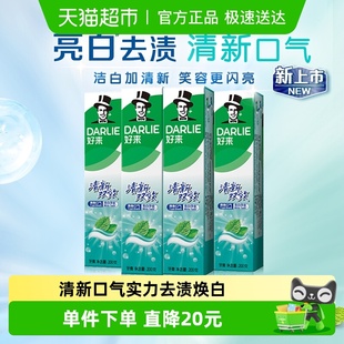 4支套装 牙膏清新双效200g 大容量清新口气 原黑人 DARLIE好来