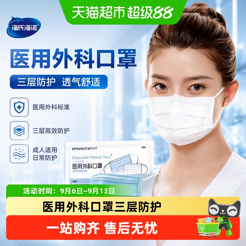 海氏海诺医用外科口罩三层防护图片