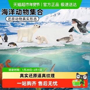 思乐schleich野生动物极地仿真模型儿童男孩玩具北极狐鲸海豚