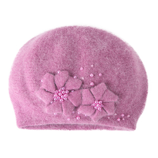 兔毛贝雷帽子女士2025新款秋冬季新品毛线针织帽冷帽时尚兔毛线帽