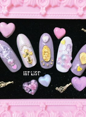Hit List原创少女甜美假指甲贴甲片爱神爱心彩色穿戴式美甲