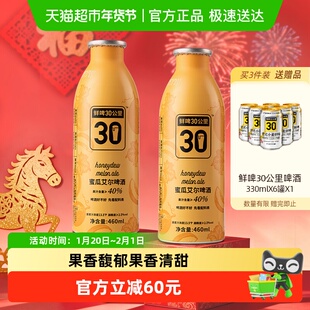 鲜啤30公里精酿啤酒蜜瓜艾尔果味啤酒460ml*4罐果味清甜低度微醺