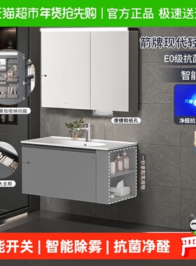 ARROW/箭牌卫浴灰色浴室柜组合陶瓷一体盆卫生间洗漱手洗脸盆柜0