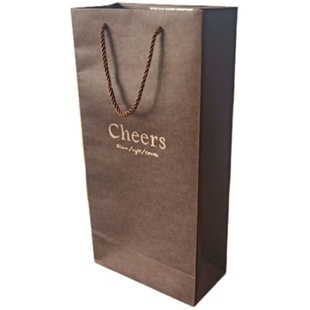 红酒袋子礼品包装袋子单支葡萄酒纸袋 黑色加厚手提袋 双支红酒袋