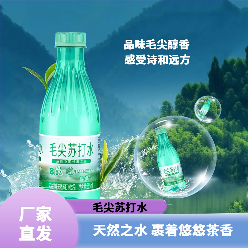 0卡苏打水饮品毛尖茶味365ml瓶装饮料补水无气碱性夏季清爽