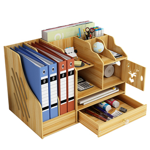 文件架收纳神器多层大容量文件夹收纳盒整理创意文具置物架文件框桌面整理文件盒办公书架框简约A4纸收三加二