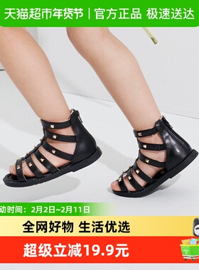 卡特兔凉鞋女童鞋夏季新款罗马公主鞋女儿童软底皮鞋中大童鞋