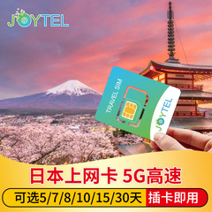 日本电话卡5G/4G手机流量上网卡5/7/8/15/30天可选20G旅游SIM