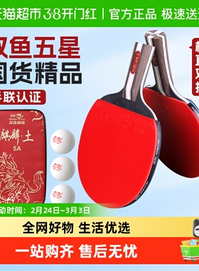 DOUBLE FISH/双鱼乒乓球拍双面反胶直拍横拍初学者专业训练比赛