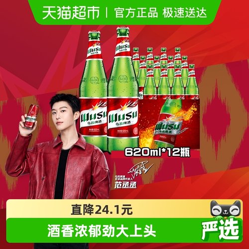 乌苏啤酒整箱装啤酒620ml×12瓶