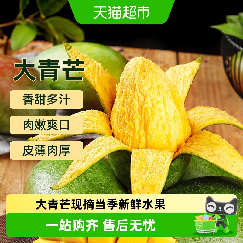海南大青芒现摘当季新鲜水果整箱青皮芒果香甜多汁生吃脆