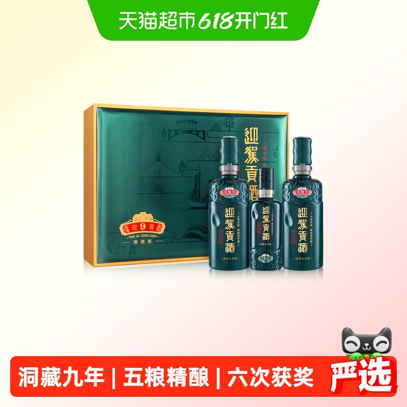 迎驾贡酒迎驾洞藏9浓香型白酒50度520ml*2瓶+125ml礼盒装