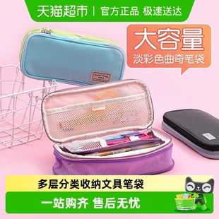 日本国誉文具盒笔袋小猪佩奇格子印象大容量笔筒多功能铅笔袋学生