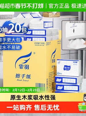 霏羽擦手纸商用加厚200抽20包檫手纸厨房卫生间用吸水干手纸CS017