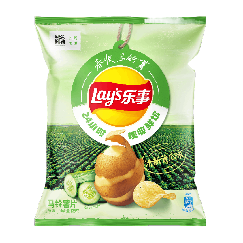 乐事春收鲜切黄瓜味薯片135g