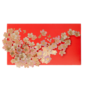 手心里樱花异形创意红包高档烫金国潮过年婚礼结婚满月千元利是封