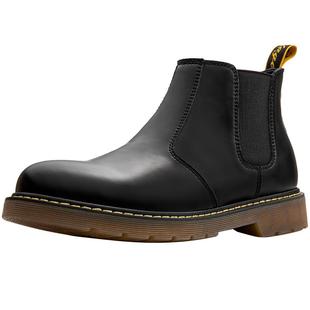 马登切尔西男靴英伦风中帮工装黑色高帮休闲真皮鞋马丁短靴子