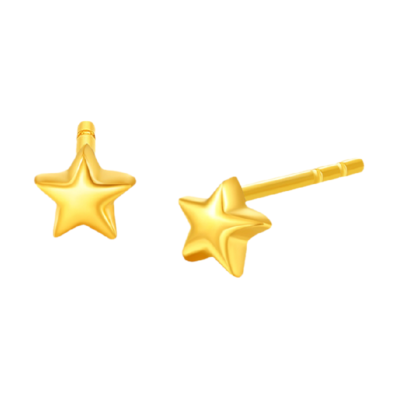 梦金园星星黄金耳钉