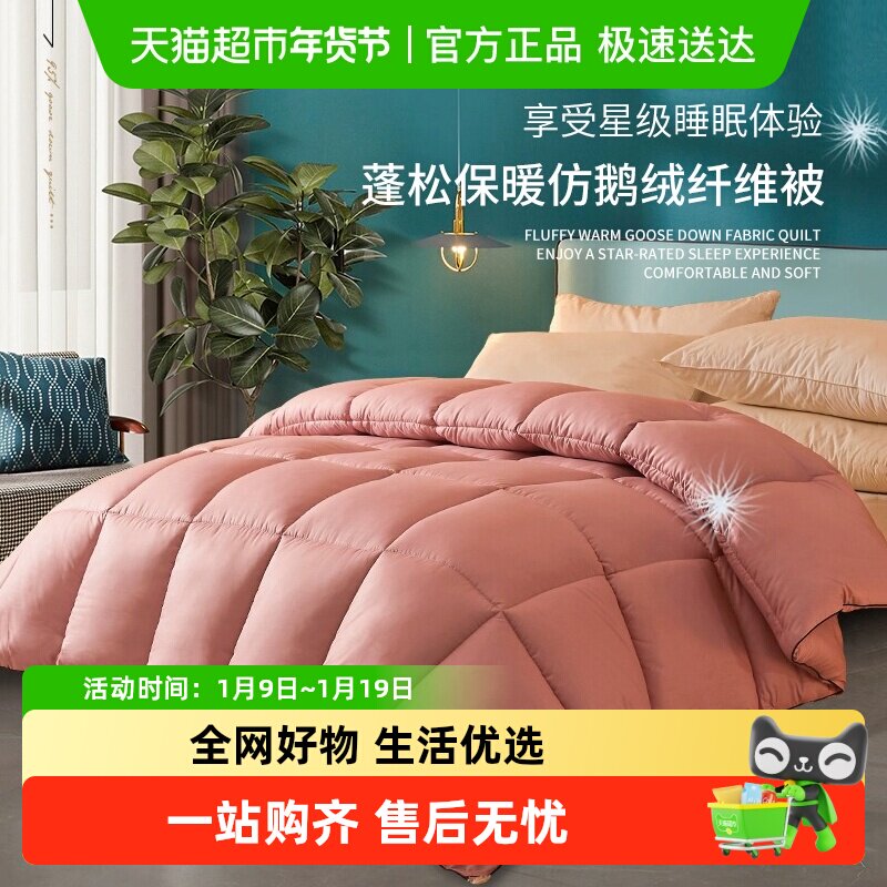 杜威卡夫羽绒棉被冬被子被芯仿鹅丝保暖加厚床上用品居家柔软亲肤,床上用品,化纤被,淘宝优惠券,粉丝福利购,淘宝优惠卷