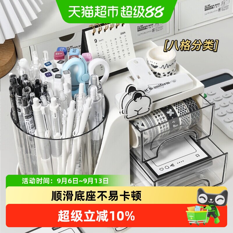 反转大容量旋转笔筒轻松收纳图片