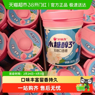 好丽友101g无糖木糖醇口香糖花香味清新口气苹果味蜜桃味软糖