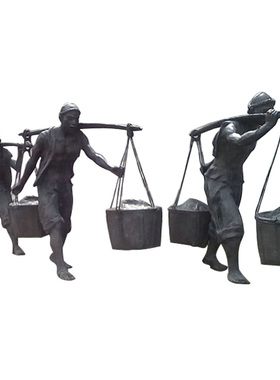 码头文化劳动工人玻璃钢主题雕塑