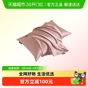 TeenieWeenie小熊刺绣真丝枕套100%桑蚕丝枕头套丝绸枕头巾一对装