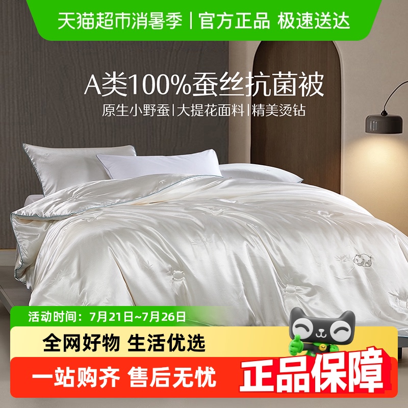 水星家纺蚕丝春秋被四季被子100%蚕丝被保暖子母被冬被夏被单双人