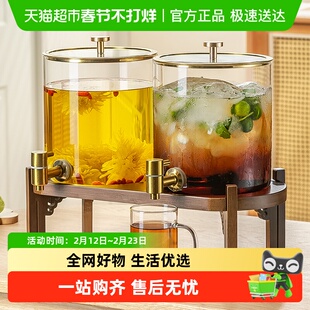 商用玻璃冷水壶带龙头凉水壶耐高温饮料桶自助餐聚会大容量茶水桶