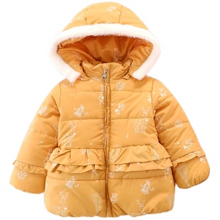 小数点女童麋鹿棉衣新款秋冬保暖宝宝夹棉上衣外套拉链带帽