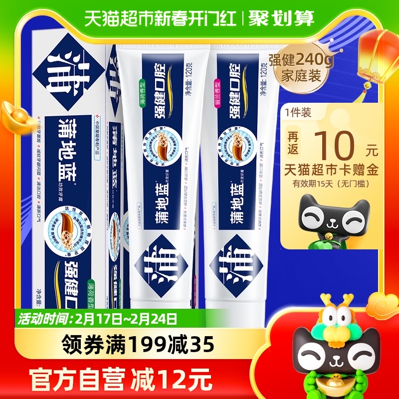 蒲地蓝牙膏强健口腔薄荷留兰香味减轻牙龈问题清新口气120g×2支